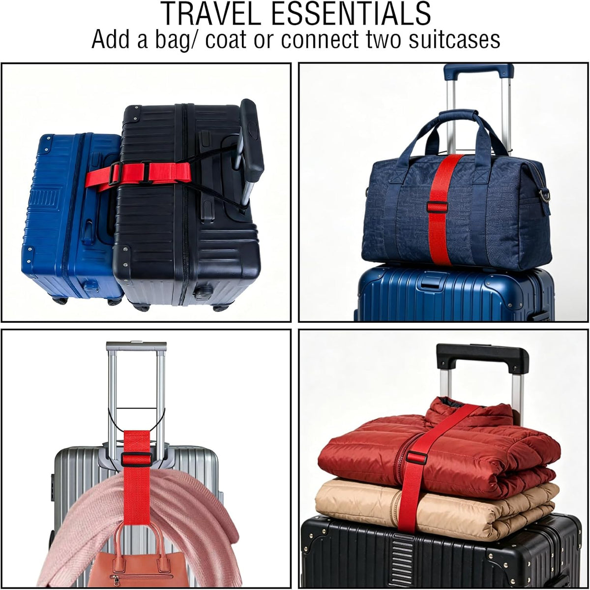 3PCS Luggage Straps,Adjustable Luggage Connector Straps to Two Suitcases