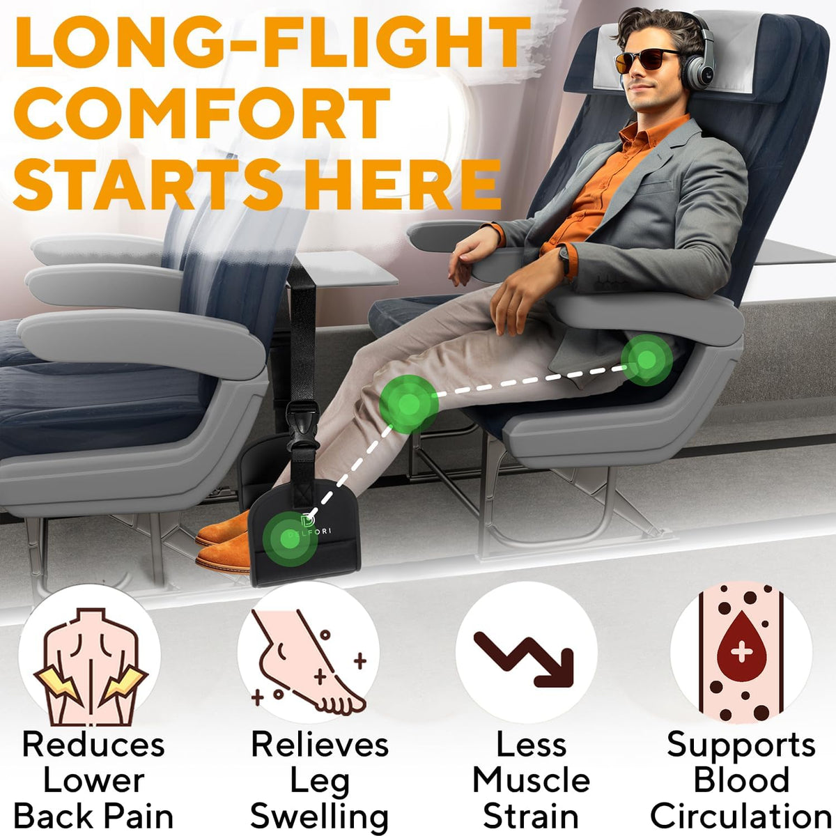 Foot Sling for Airplane Travel, Foot Hammock for Plane, Memory Foam