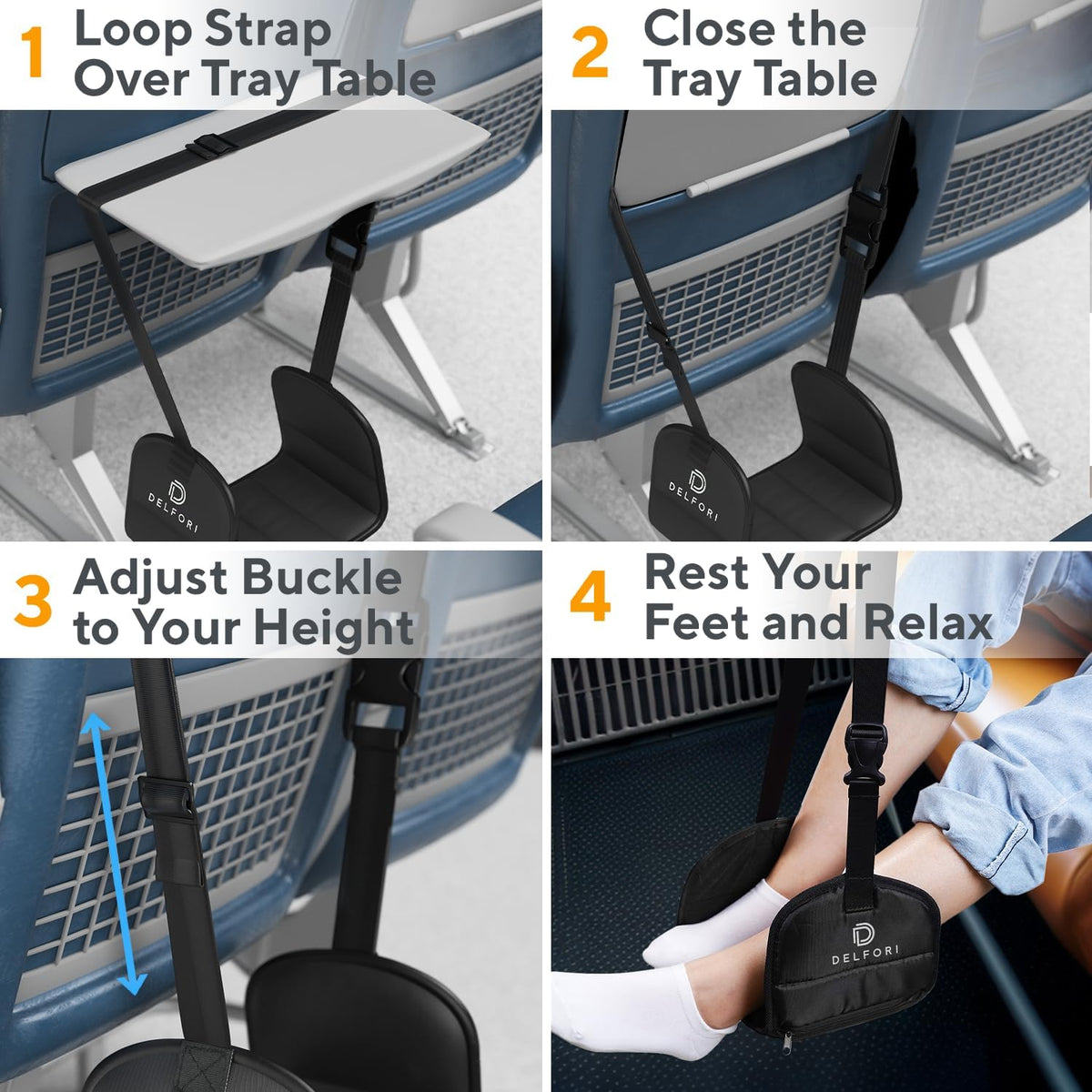 Foot Sling for Airplane Travel, Foot Hammock for Plane, Memory Foam