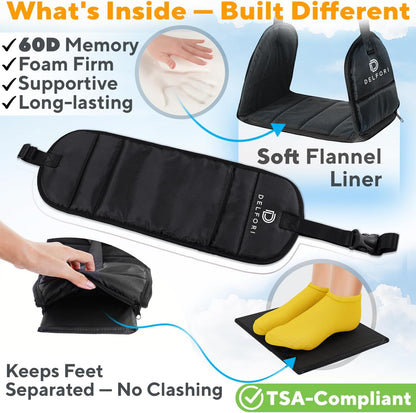 Foot Sling for Airplane Travel, Foot Hammock for Plane, Memory Foam