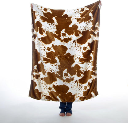 Inc. Travel Blanket, Premium Compact 2-in-1 Airplane Blanket/Pillow, Cow Print
