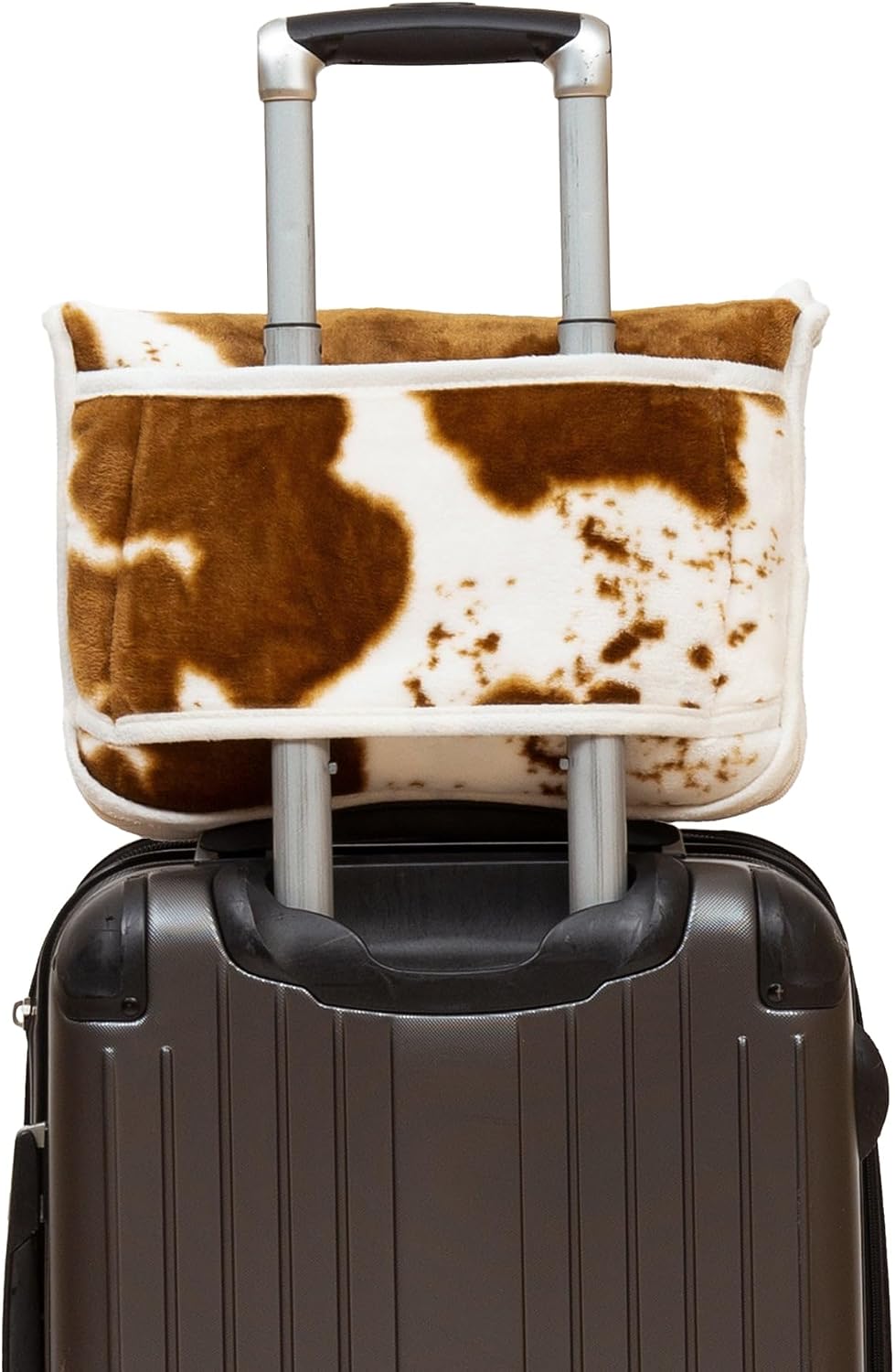 Inc. Travel Blanket, Premium Compact 2-in-1 Airplane Blanket/Pillow, Cow Print