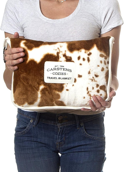 Inc. Travel Blanket, Premium Compact 2-in-1 Airplane Blanket/Pillow, Cow Print