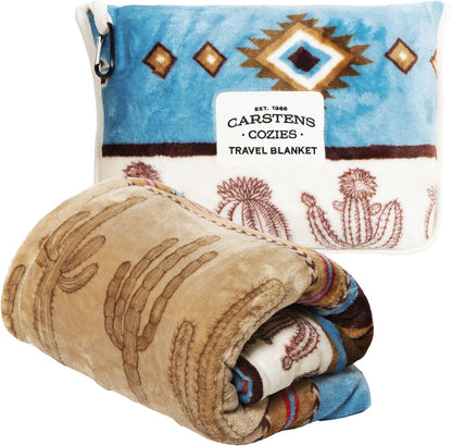 Inc. Travel Blanket, Premium Compact 2-in-1 Airplane Blanket/Pillow, Cow Print