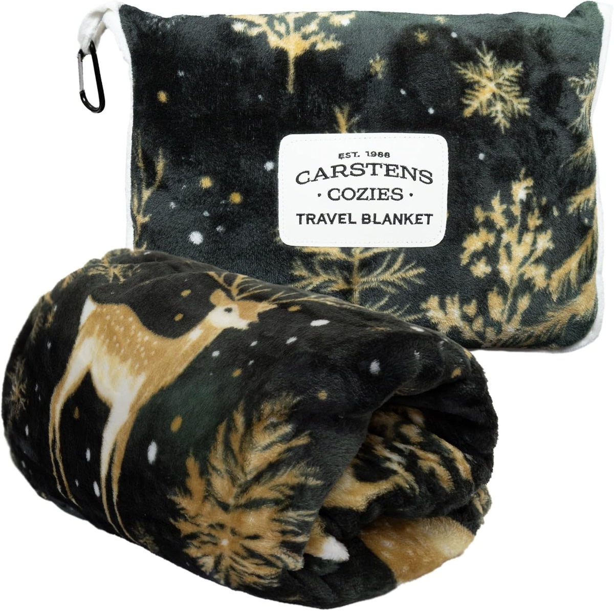 Inc. Travel Blanket, Premium Compact 2-in-1 Airplane Blanket/Pillow, Cow Print