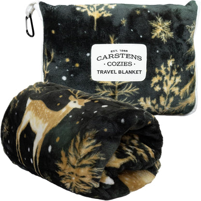 Inc. Travel Blanket, Premium Compact 2-in-1 Airplane Blanket/Pillow, Cow Print