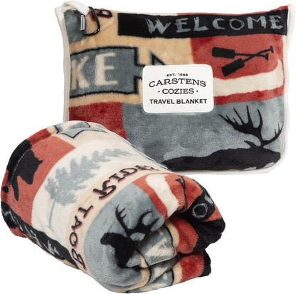 Inc. Travel Blanket, Premium Compact 2-in-1 Airplane Blanket/Pillow, Cow Print