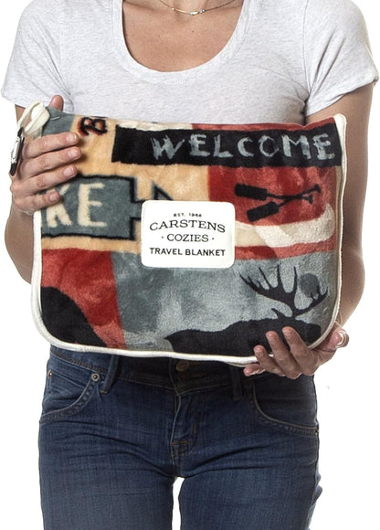 Inc. Travel Blanket, Premium Compact 2-in-1 Airplane Blanket/Pillow, Cow Print