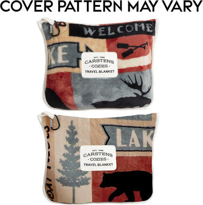Inc. Travel Blanket, Premium Compact 2-in-1 Airplane Blanket/Pillow, Cow Print