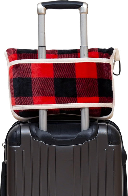 Inc. Travel Blanket, Premium Compact 2-in-1 Airplane Blanket/Pillow, Cow Print