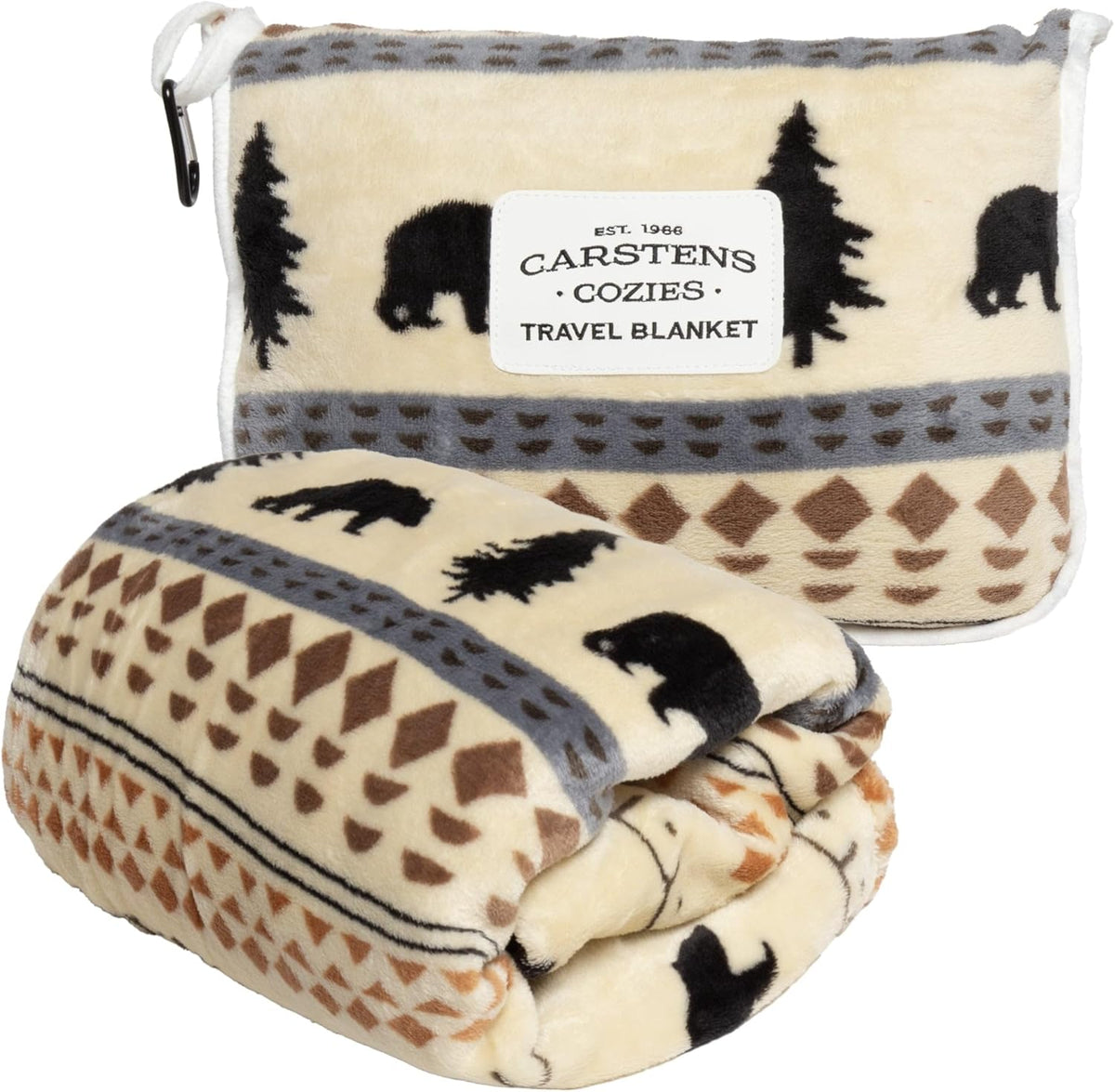 Inc. Travel Blanket, Premium Compact 2-in-1 Airplane Blanket/Pillow, Cow Print
