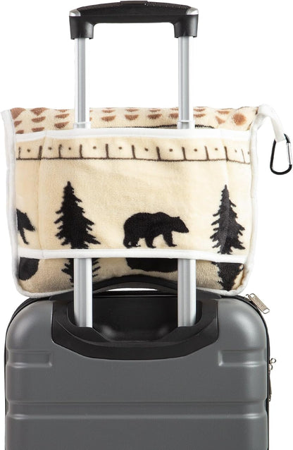 Inc. Travel Blanket, Premium Compact 2-in-1 Airplane Blanket/Pillow, Cow Print