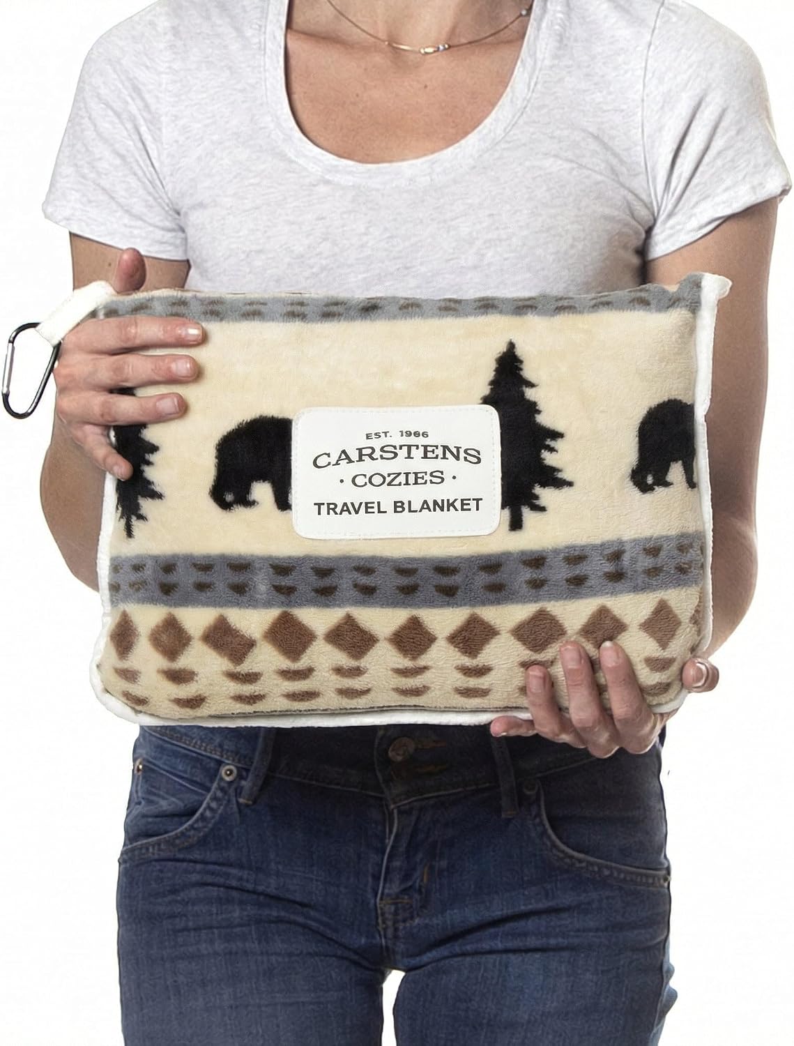 Inc. Travel Blanket, Premium Compact 2-in-1 Airplane Blanket/Pillow, Cow Print