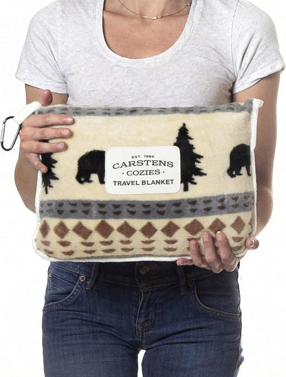 Inc. Travel Blanket, Premium Compact 2-in-1 Airplane Blanket/Pillow, Cow Print