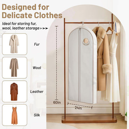 40" Cotton Garment Bags for Travel Waterproof Suit Bag Travel Mens Breathable Suit Cover Foldable Fur Coat Covers for Closet Storage for Women Short Hanging Clothes Bag for Jacket, Shirt, Dress