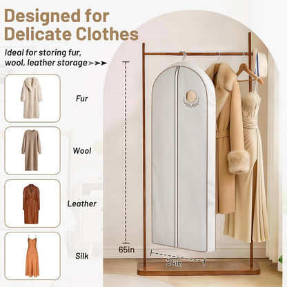 40" Cotton Garment Bags for Travel Waterproof Suit Bag Travel Mens Breathable Suit Cover Foldable Fur Coat Covers for Closet Storage for Women Short Hanging Clothes Bag for Jacket, Shirt, Dress