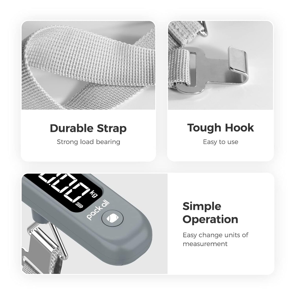 Digital Luggage Scale for Travel, 110Lbs Capacity, 0.1Lb Precision