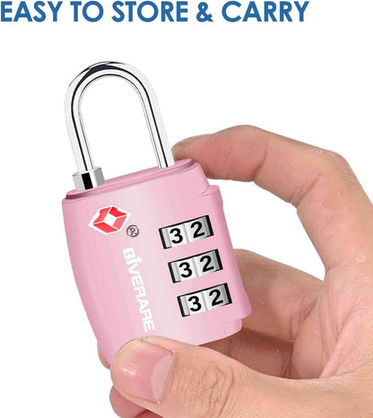TSA Approved Travel Luggage Locks, Combination Lock Alloy Body, Keyless 3-Digit Padlocks, Travel Sentry Accepted Compatible Padlock for Gym Locker, Golf Bag Case, Backpack, Black