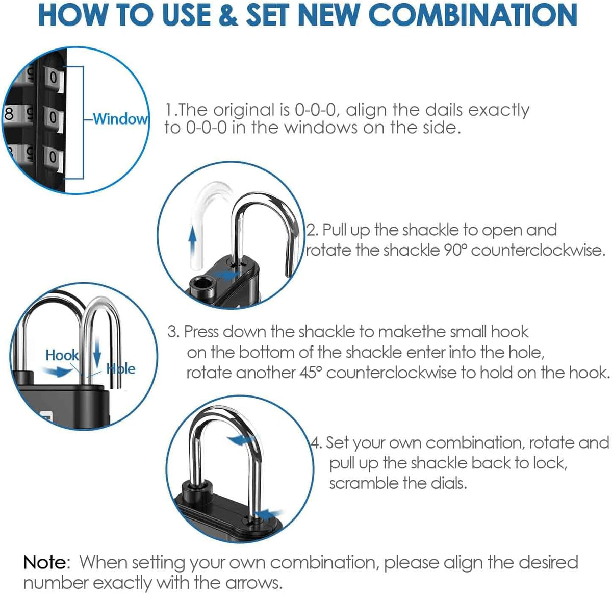 TSA Approved Travel Luggage Locks, Combination Lock Alloy Body, Keyless 3-Digit Padlocks, Travel Sentry Accepted Compatible Padlock for Gym Locker, Golf Bag Case, Backpack, Black