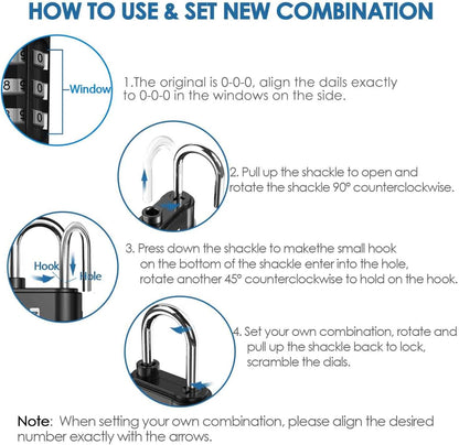 TSA Approved Travel Luggage Locks, Combination Lock Alloy Body, Keyless 3-Digit Padlocks, Travel Sentry Accepted Compatible Padlock for Gym Locker, Golf Bag Case, Backpack, Black