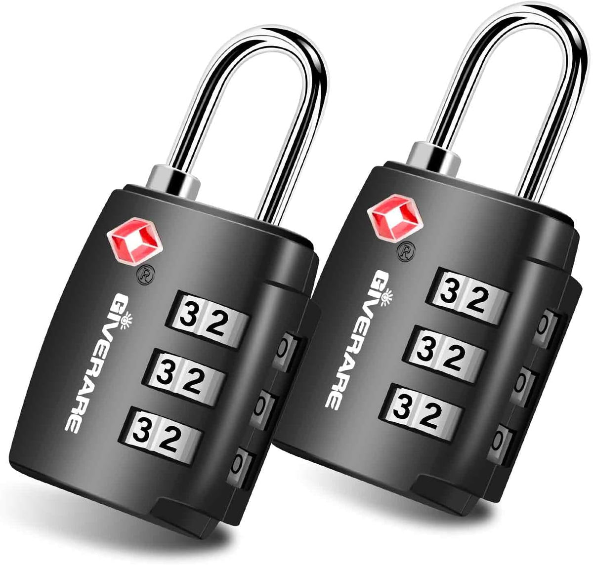 TSA Approved Travel Luggage Locks, Combination Lock Alloy Body, Keyless 3-Digit Padlocks, Travel Sentry Accepted Compatible Padlock for Gym Locker, Golf Bag Case, Backpack, Black