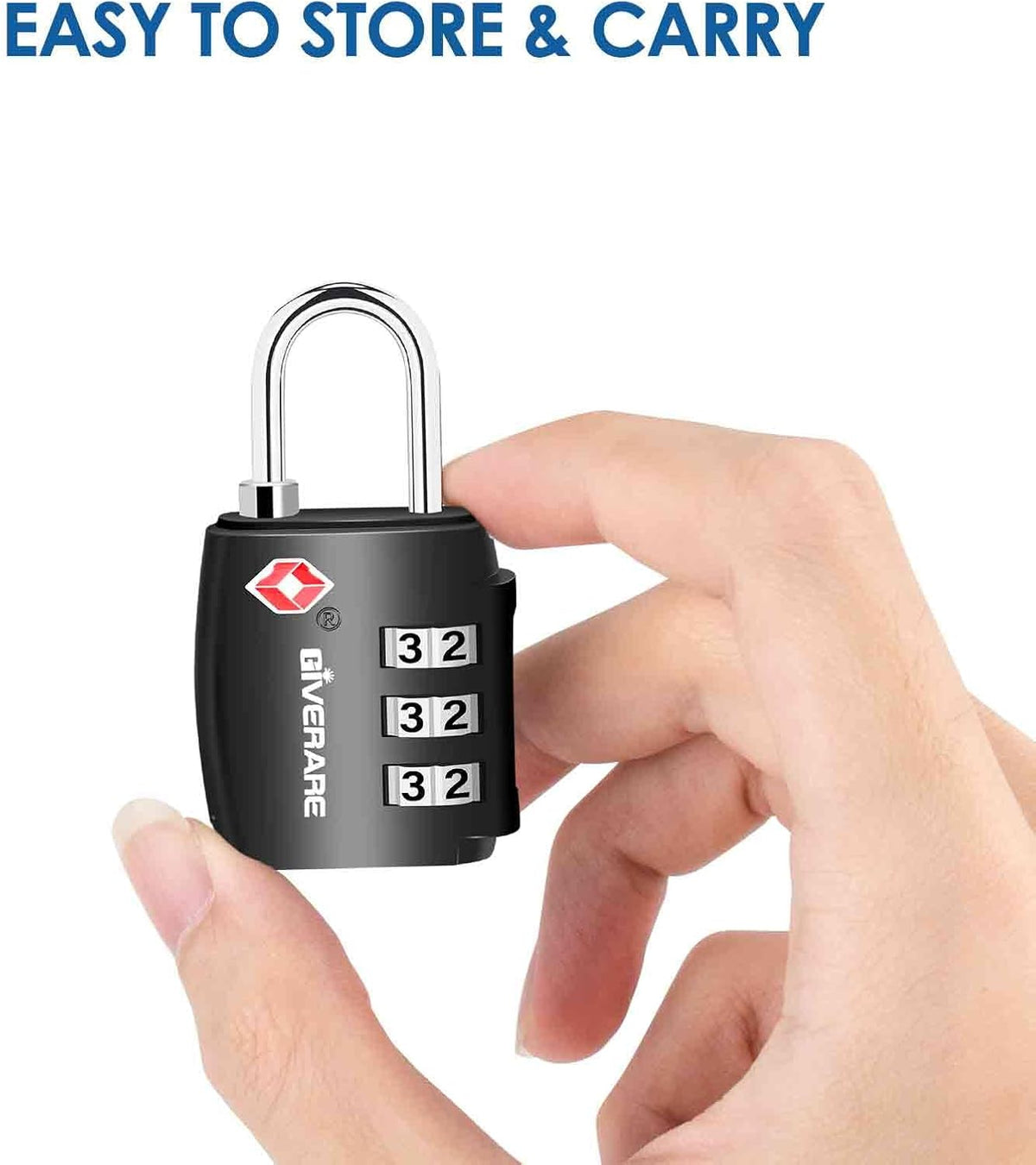 TSA Approved Travel Luggage Locks, Combination Lock Alloy Body, Keyless 3-Digit Padlocks, Travel Sentry Accepted Compatible Padlock for Gym Locker, Golf Bag Case, Backpack, Black