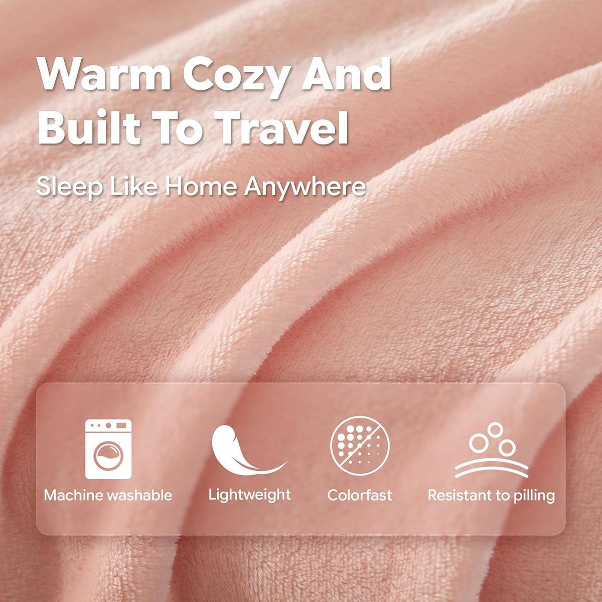 Travel Blanket, Soft 2-in-1 Airplane Blanket, 65x40 Inches, Travel Blanket Airplane Compact with Bag, Car Blanket with Luggage Sleeve & Backpack Clip (Light Grey)