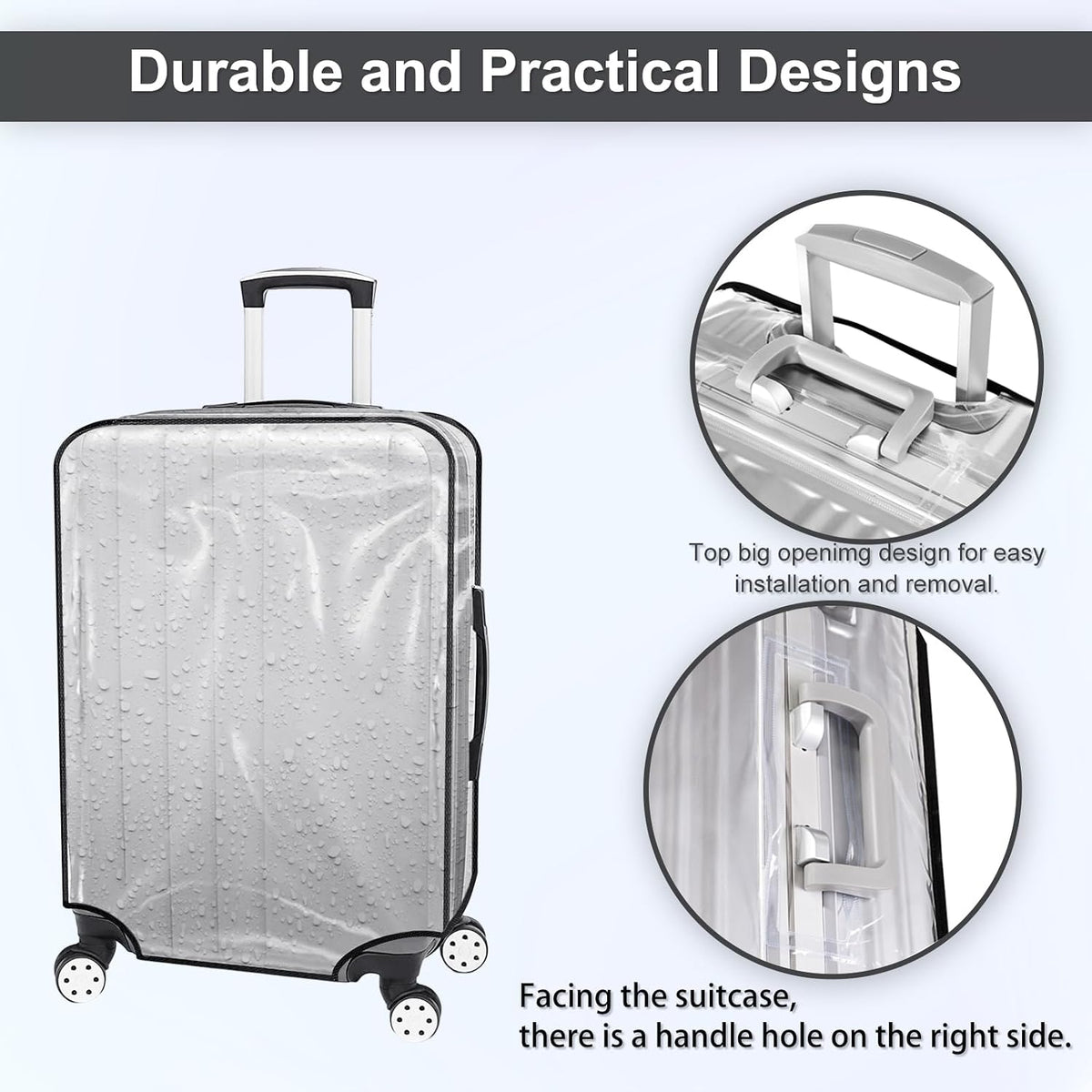 Luggage Cover 30 Inch Clear Suitcase Cover 0.4mm Thick PVC Transparent