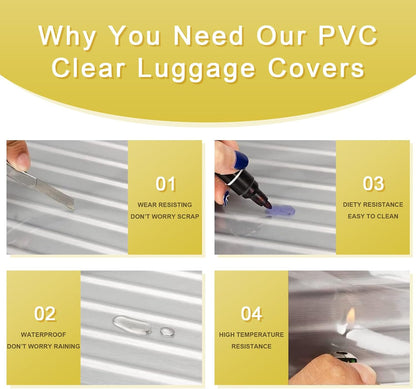 Luggage Cover 30 Inch Clear Suitcase Cover 0.4mm Thick PVC Transparent