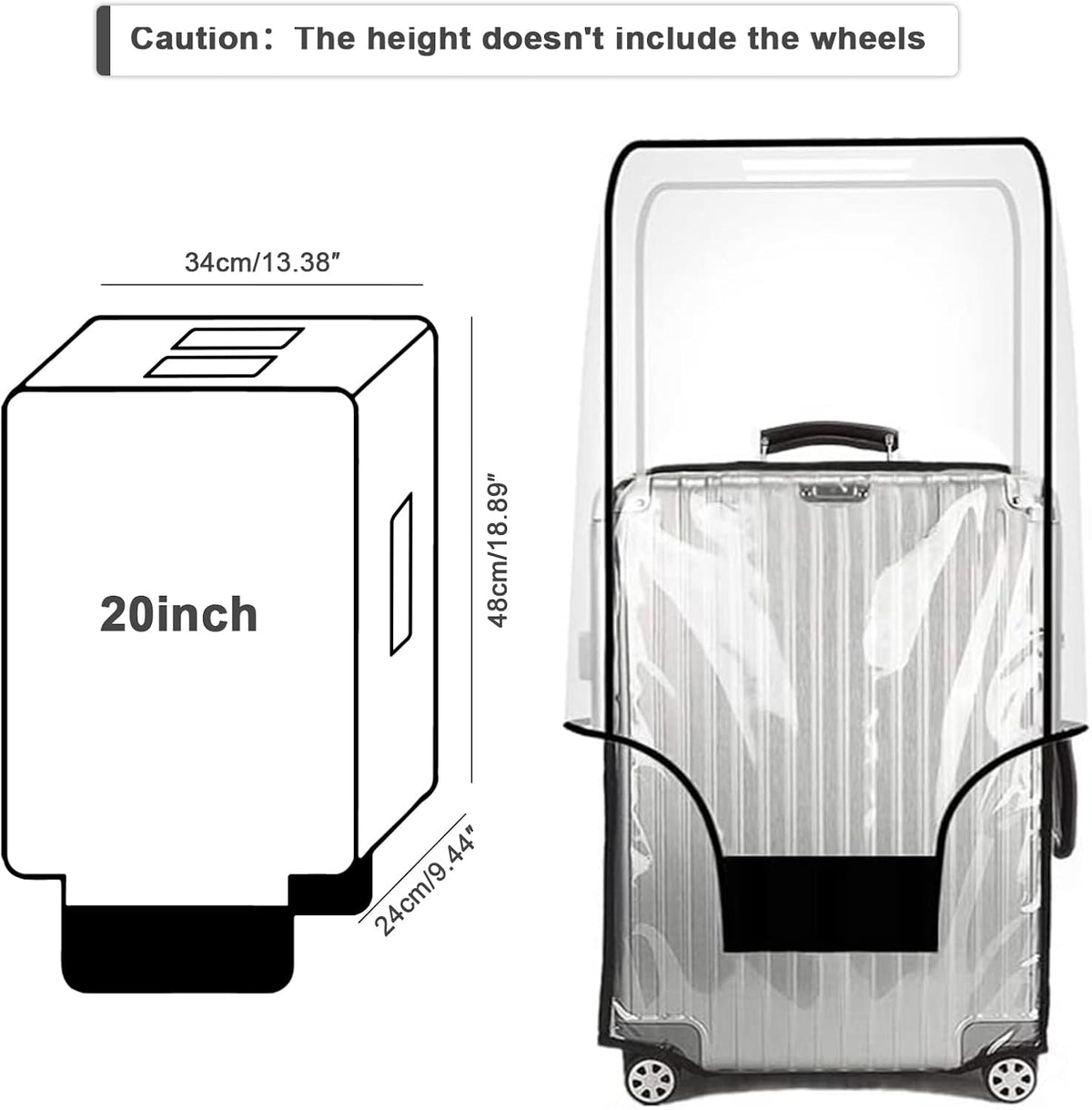 Luggage Cover 30 Inch Clear Suitcase Cover 0.4mm Thick PVC Transparent