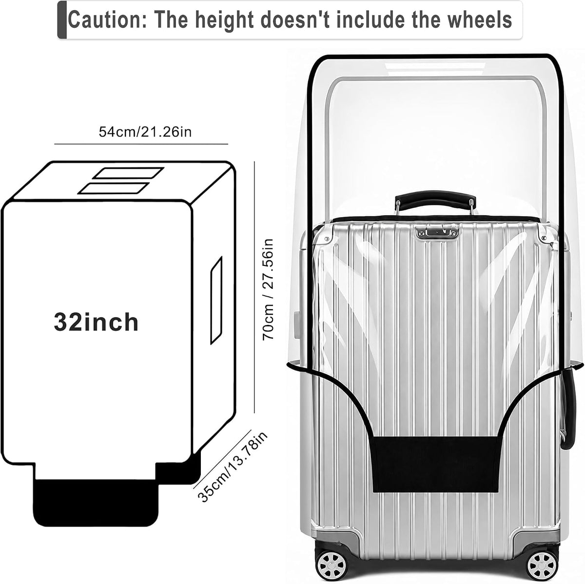 Luggage Cover 30 Inch Clear Suitcase Cover 0.4mm Thick PVC Transparent