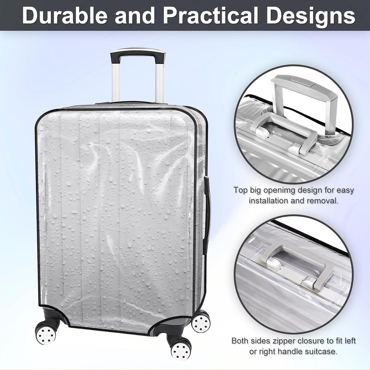 Luggage Cover 30 Inch Clear Suitcase Cover 0.4mm Thick PVC Transparent