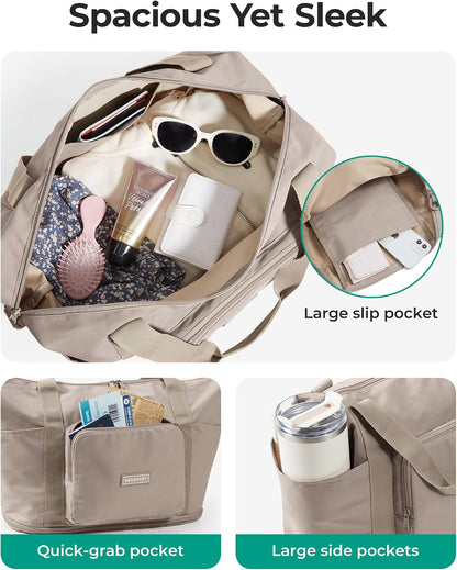 Foldable Travel Bag, 37L Expandable Personal Item Bag, Black