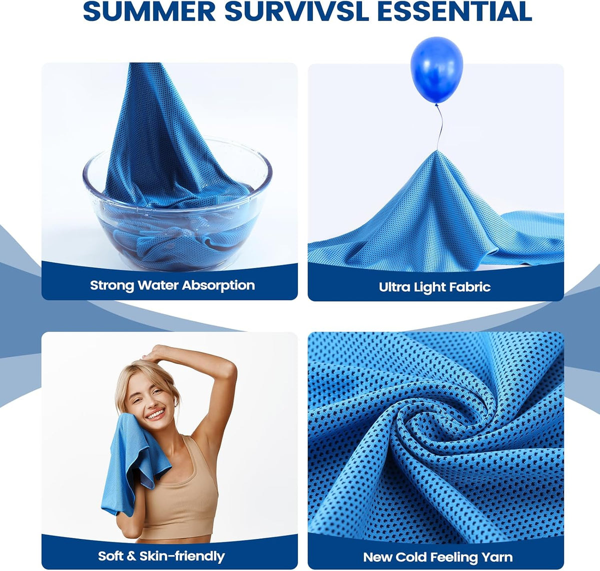 6 Pack Cooling Towels, 40x12 Breathable Gym Towel for Neck Face