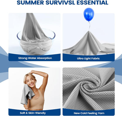 6 Pack Cooling Towels, 40x12 Breathable Gym Towel for Neck Face