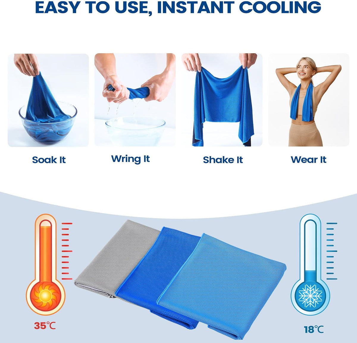 6 Pack Cooling Towels, 40x12 Breathable Gym Towel for Neck Face