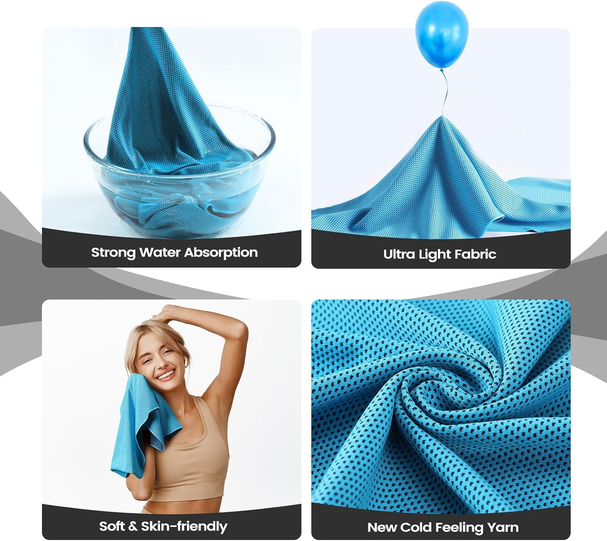6 Pack Cooling Towels, 40x12 Breathable Gym Towel for Neck Face