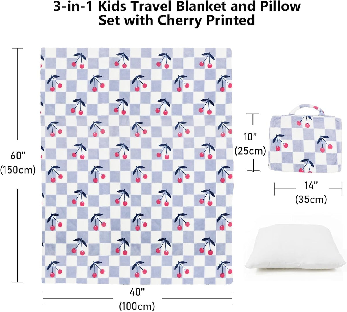 3-in-1 Kids Travel Pillow and Blanket Set - 40x60 Inches
