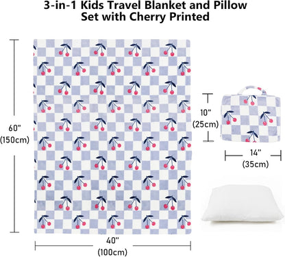 3-in-1 Kids Travel Pillow and Blanket Set - 40x60 Inches