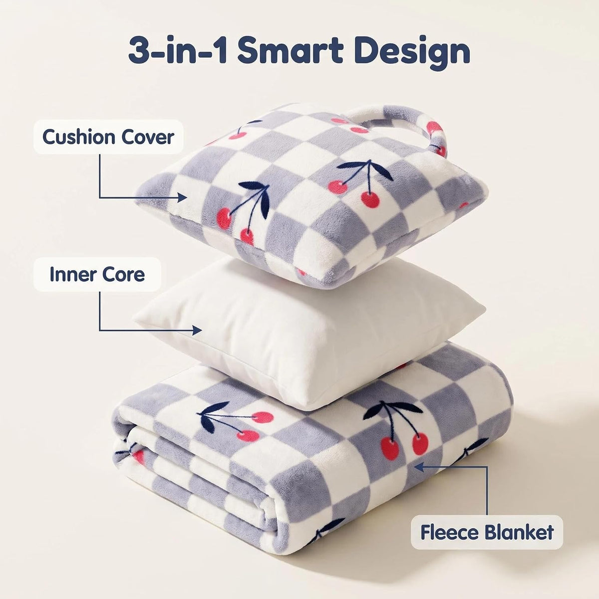 3-in-1 Kids Travel Pillow and Blanket Set - 40x60 Inches