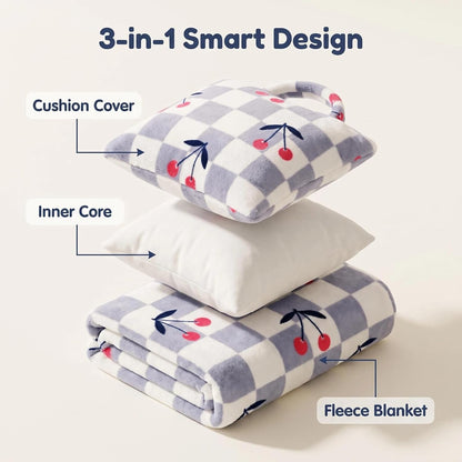 3-in-1 Kids Travel Pillow and Blanket Set - 40x60 Inches