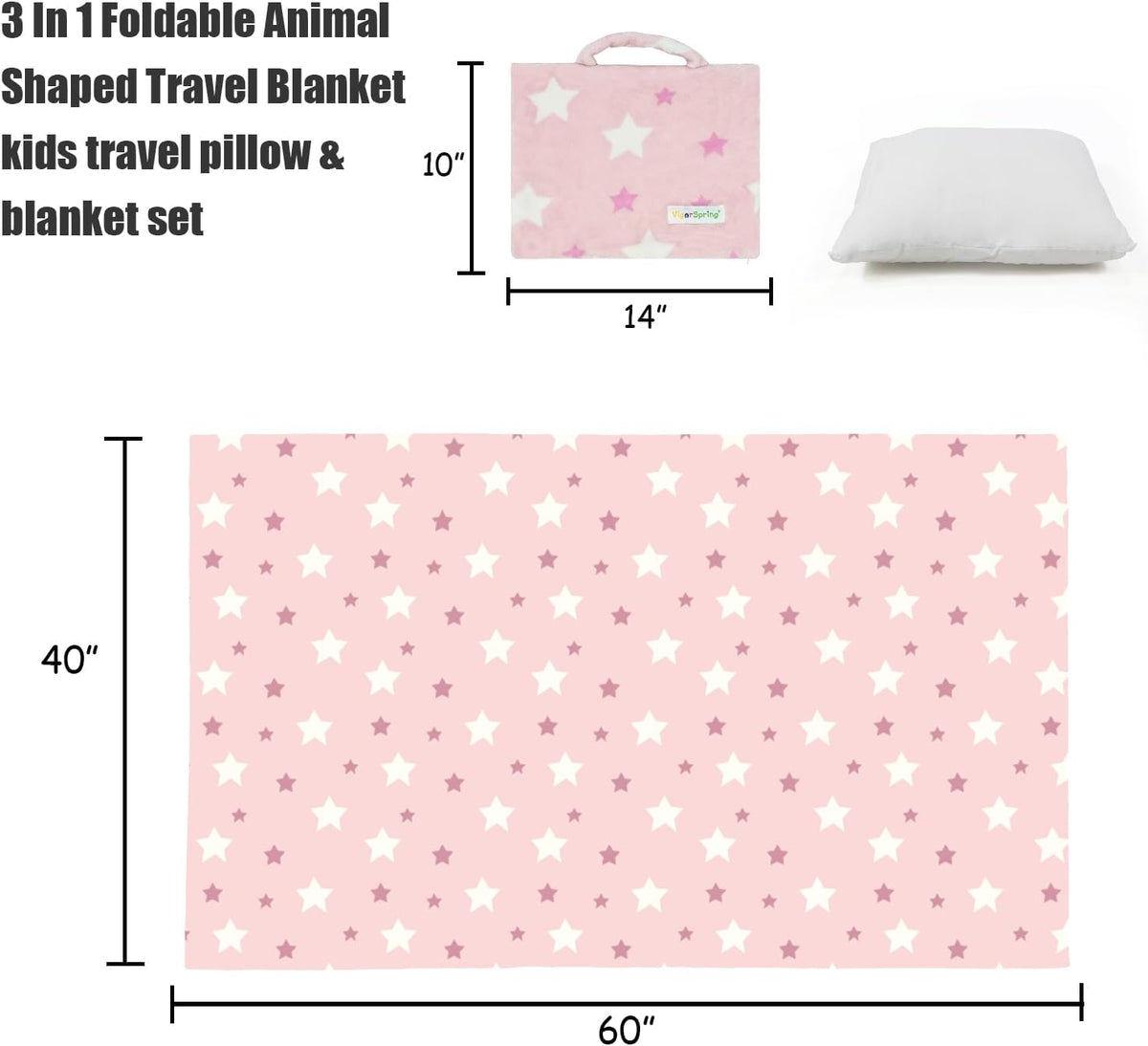 3-in-1 Kids Travel Pillow and Blanket Set - 40x60 Inches