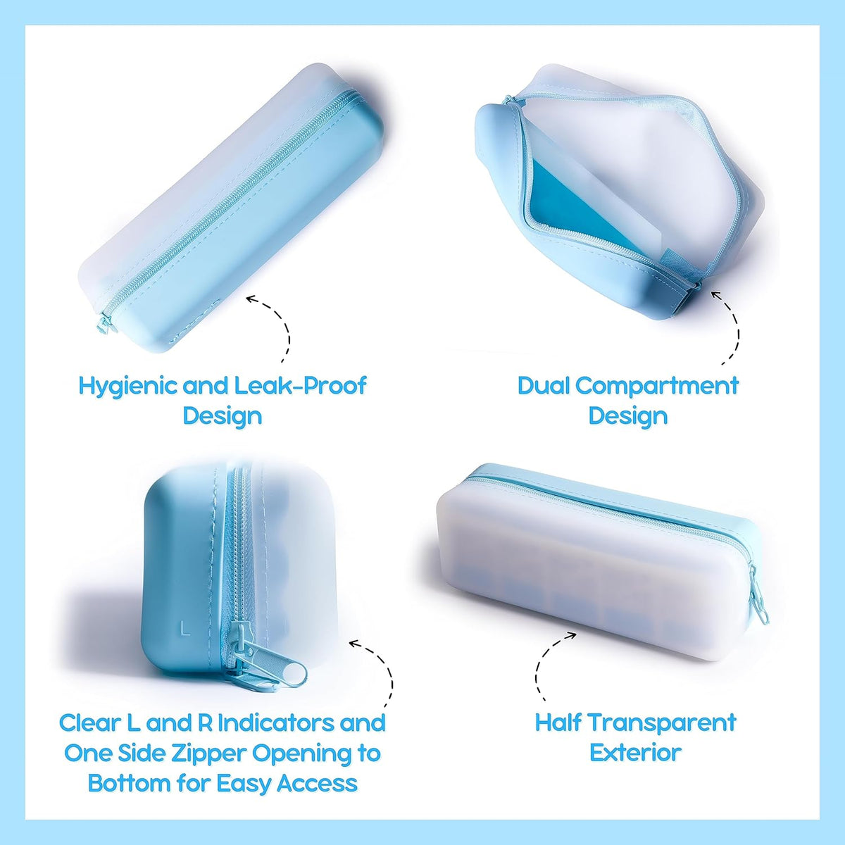Daily Contact Lens Travel Case, R&L Labels, 30-Lens Holder (Blue)