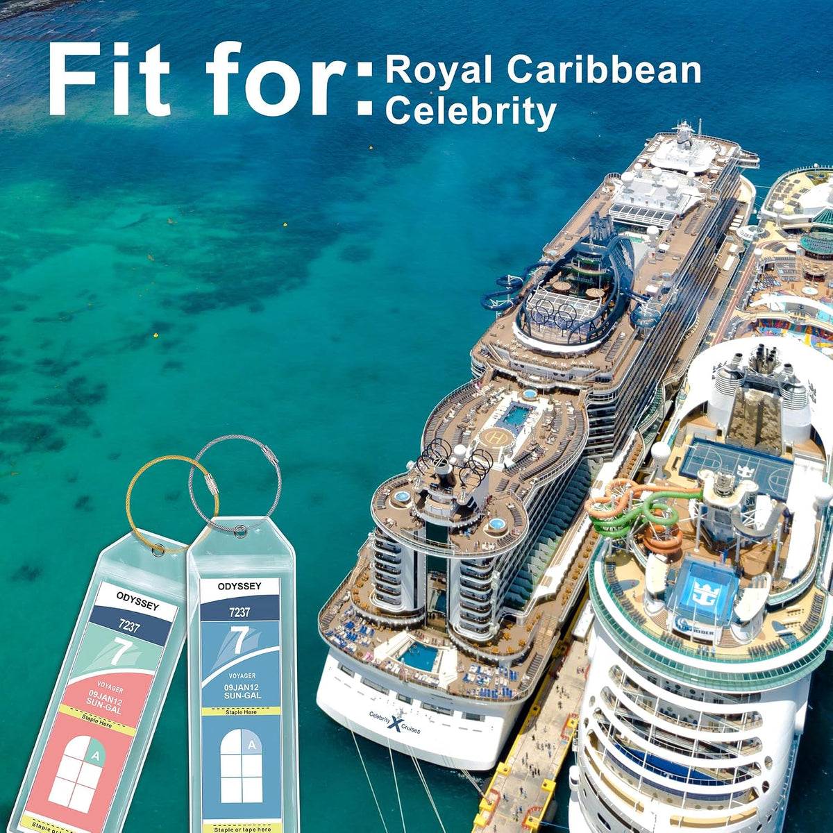 Cruise Luggage Tag Holder for Royal Caribbean & Celebrity 5 Pack, Cruise Ship Essentials 2026 Waterproof, Cruise Must Haves Durable