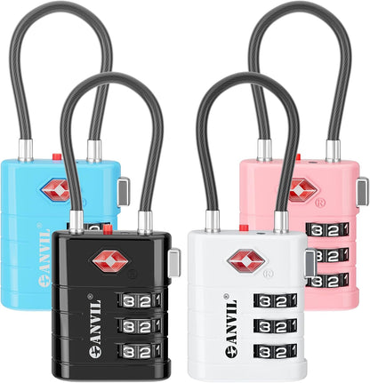 TSA Approved Luggage Locks – High Security TSA008 Combination Travel Locks with Inspection Indicator for Suitcases and Backpacks. (2, Cyan)