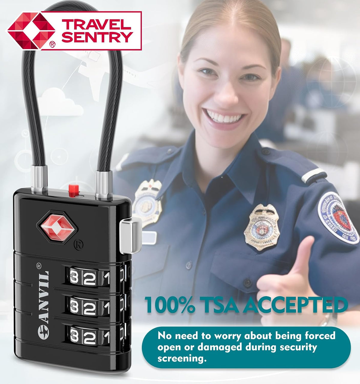 TSA Approved Luggage Locks – High Security TSA008 Combination Travel Locks with Inspection Indicator for Suitcases and Backpacks. (2, Cyan)
