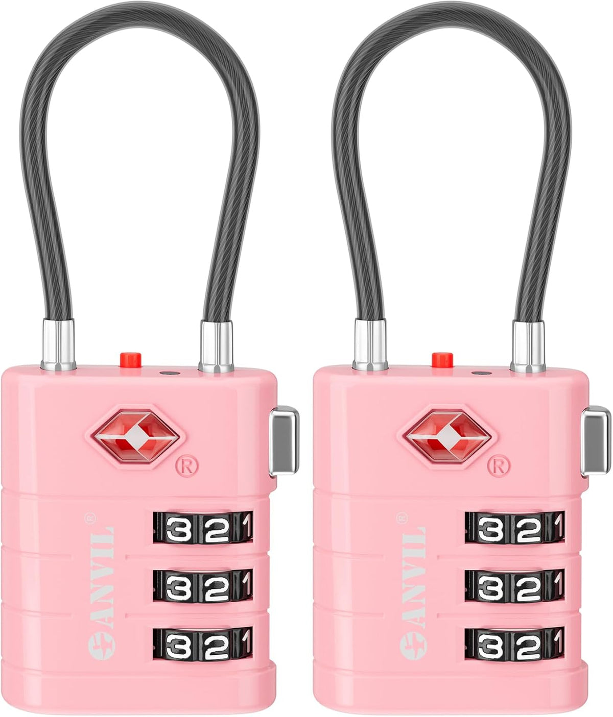TSA Approved Luggage Locks – High Security TSA008 Combination Travel Locks with Inspection Indicator for Suitcases and Backpacks. (2, Cyan)