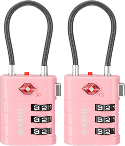 TSA Approved Luggage Locks – High Security TSA008 Combination Travel Locks with Inspection Indicator for Suitcases and Backpacks. (2, Cyan)