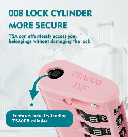 TSA Approved Luggage Locks – High Security TSA008 Combination Travel Locks with Inspection Indicator for Suitcases and Backpacks. (2, Cyan)