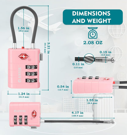 TSA Approved Luggage Locks – High Security TSA008 Combination Travel Locks with Inspection Indicator for Suitcases and Backpacks. (2, Cyan)